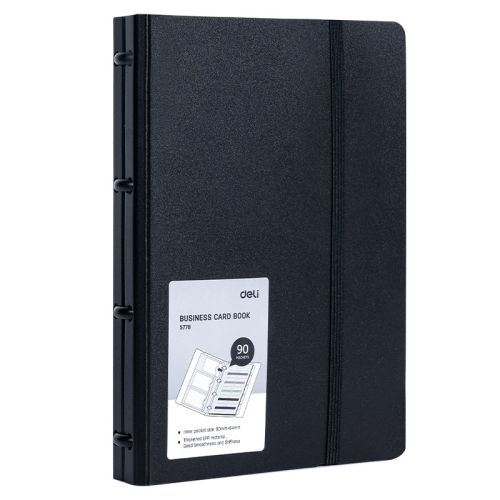 Визитник Deli Infinite, Е5778, за 180 визитки, 200x140х30 мм, с разделители, РР, черен 1