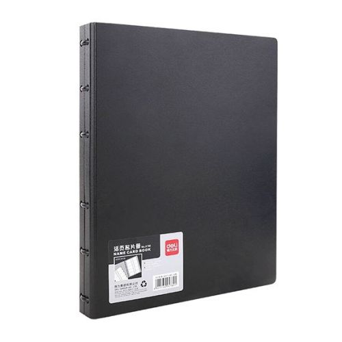 Визитник Deli Start, Е5780, за 600 визитки 255x312х30 мм, с разделители, РР, черен 1