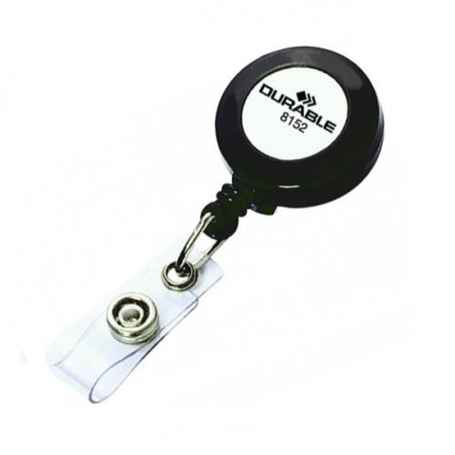 Yo-Yo Ролетка за бадж Durable, пластмасова, с метален клипс, корда 800 мм, черна — Joya.bg 1