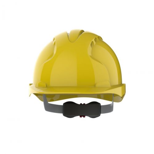 Защитна каска JSP Evo 3® Mid Peak, вентилирана, с регулиращ механизъм колело, жълта 1