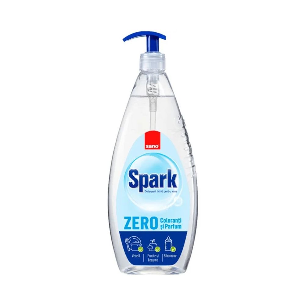 Препарат за съдове Sano Spark Zero без аромат и оцветители, 1 л Препарат за съдове Sano Spark Zero без аромат и оцветители, 1 л