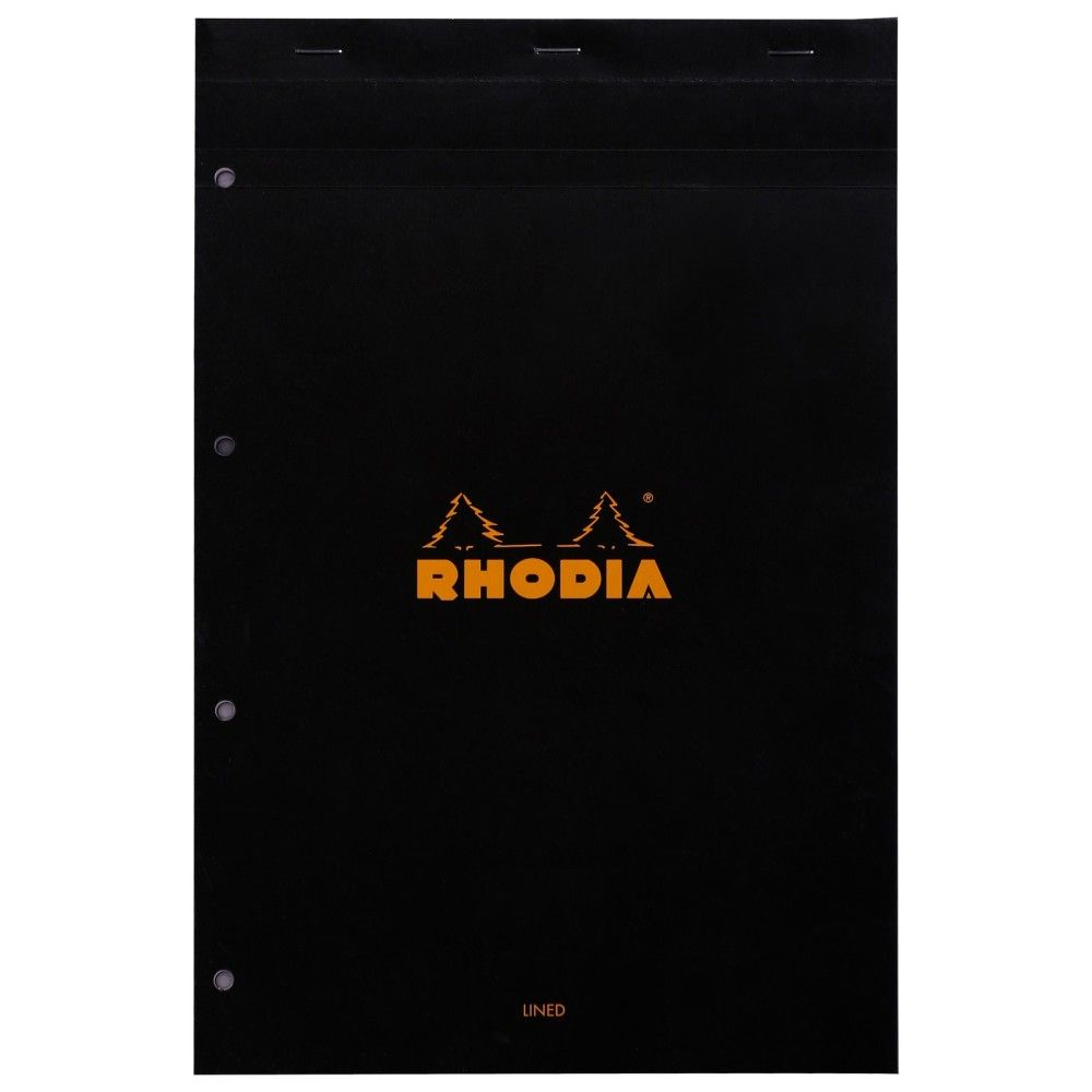 Пад с телчета RHODIA BLACK N°20, А4+, 80 л., редове, микроперф., 4 дупки, хартия Clairefontaine 80 г