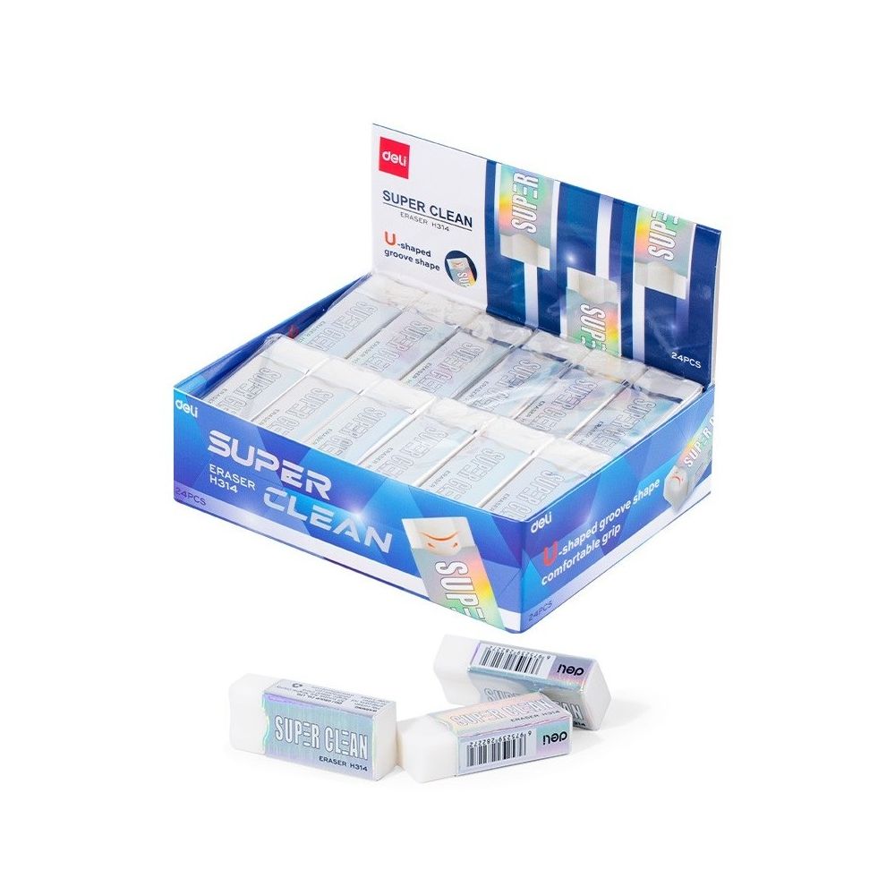 Гума за молив Deli Super Clean, 41х17х10 мм, бяла Гума за молив Deli Super Clean, 41х17х10 мм, бяла