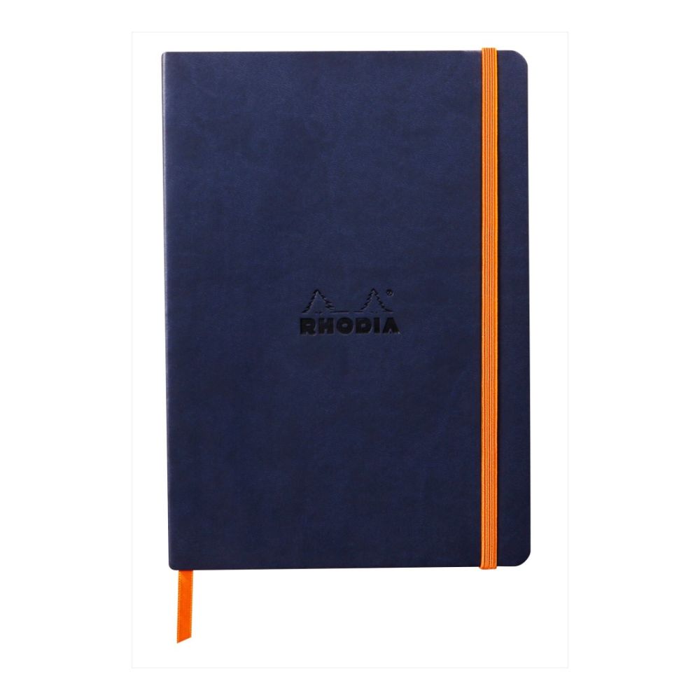 Бележник RHODIA Rhodiarama, A5, 80 л., редове, хартия шамоа 90 г, меки PU корици, тъмносин