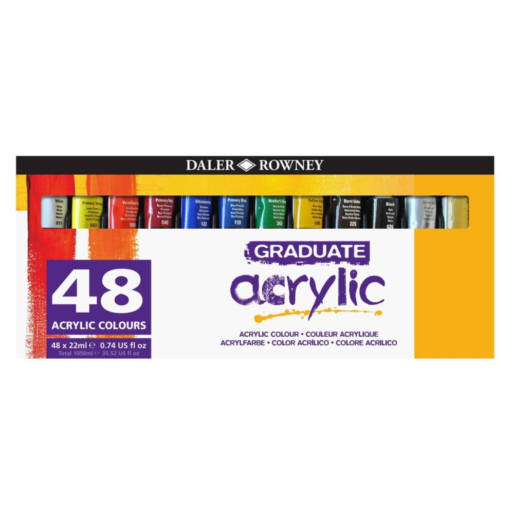 Комплект акрилни бои DALER-ROWNEY Graduate Intro Set, в тубички, 48 цвята х 22 мл