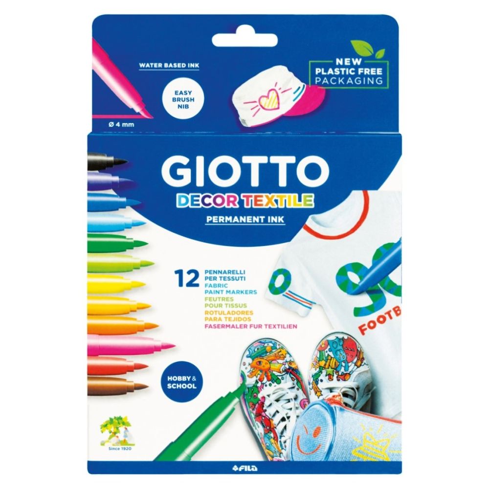 Маркери за текстил GIOTTO Decor Textile, 12 цвята Маркери за текстил GIOTTO Decor Textile, 12 цвята