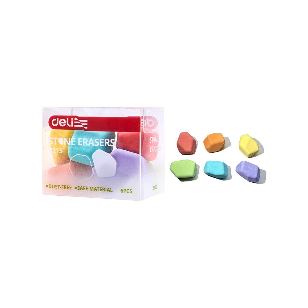 Гума за молив Deli Stone EH215, 6 бр., цветна