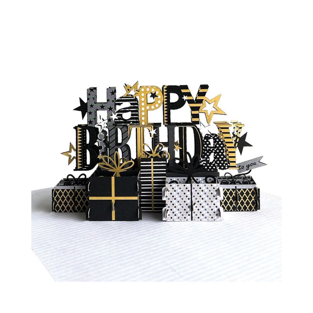 3D Pop-up поздравителна картичка Origami за рожден ден с подаръци, 120 х 170 мм