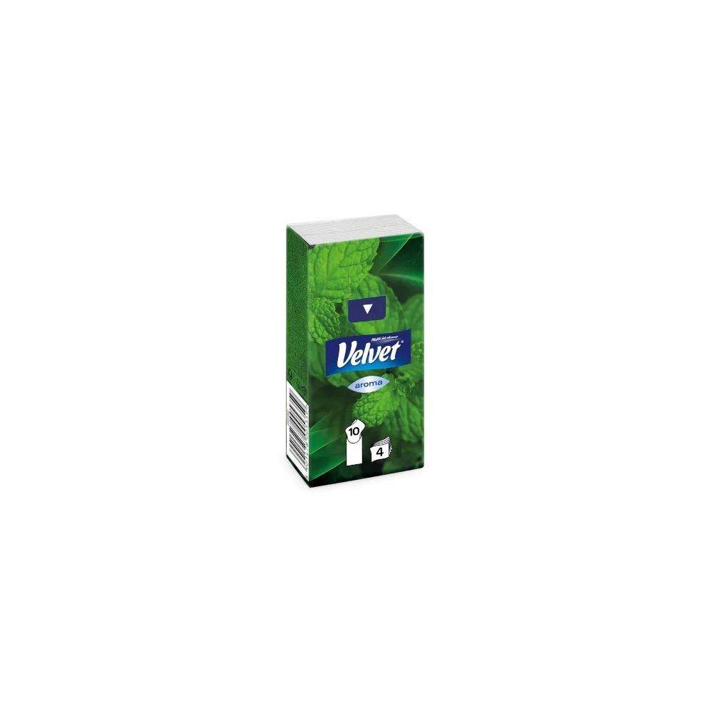 Козметични кърпи Velvet, евкалипт и ментол, 4-пласта, бели, 10 бр.