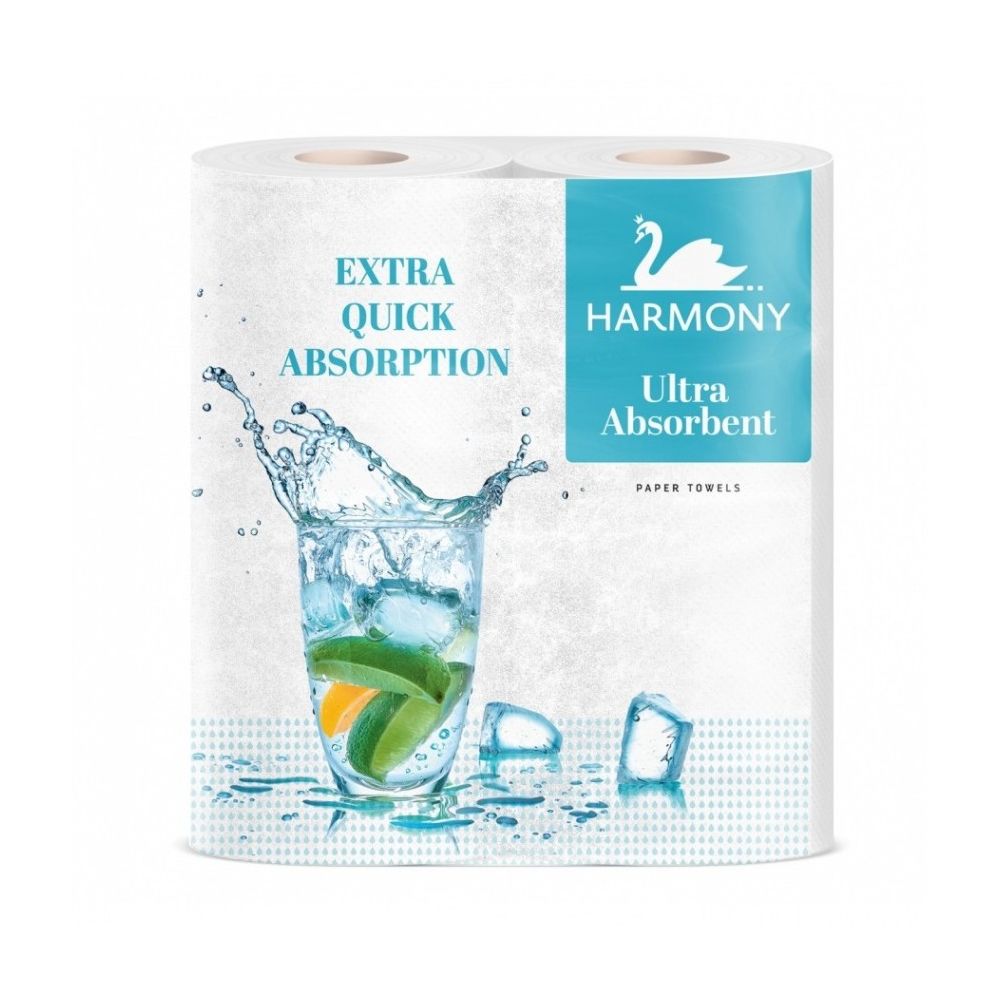 Хартиена кухненска ролка Harmony Ultra Absorbent, 3 пласта, опаковка 2 ролки х 50 л
