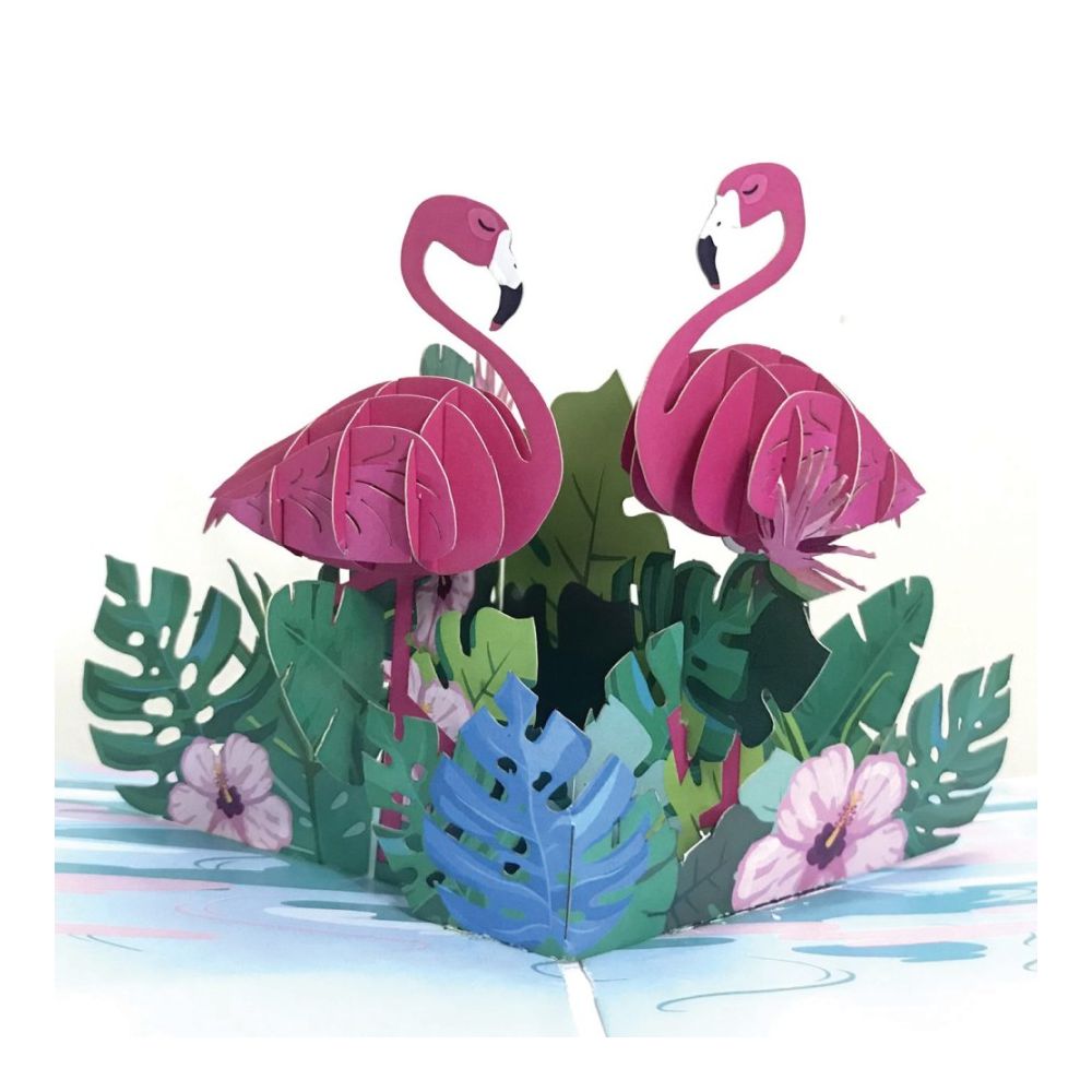 3D Pop-up поздравителна картичка Origami с фламинго, 120 х 170 мм