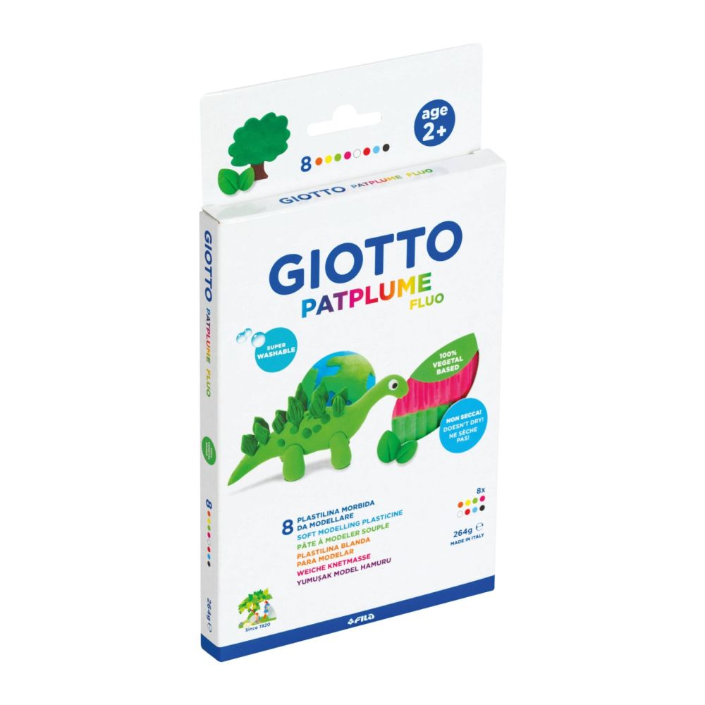 Пластилин GIOTTO Patplume Fluo, 8 x 33 г, флуоресцентни цветове