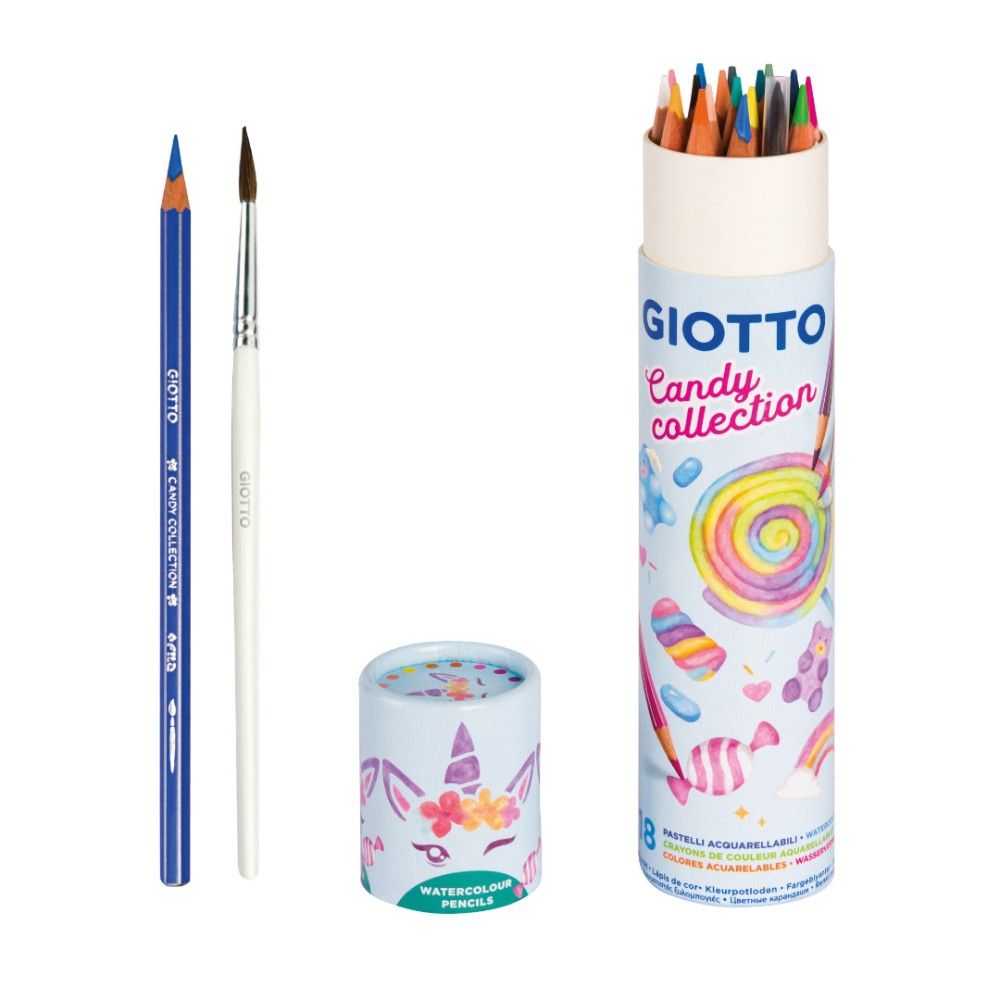 Акварелни цветни моливи GIOTTO Stilnovo Candy Collection, 18 цвята + четка