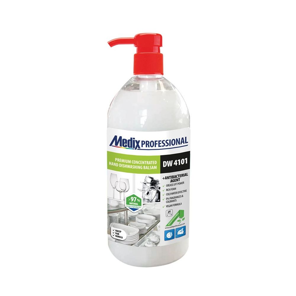 Препарат за съдове Medix Professional DW 410, концентрат, без аромат и оцветители, 1 л