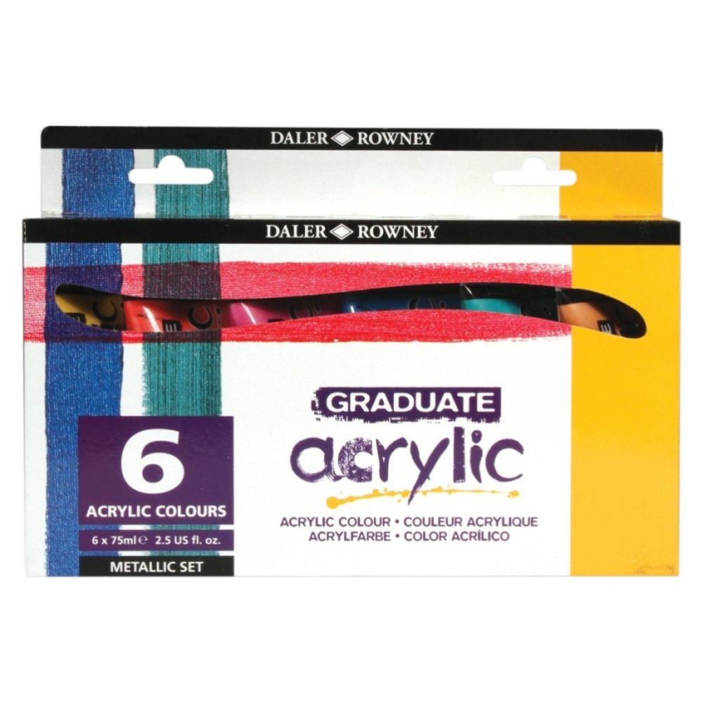 Комплект акрилни бои DALER-ROWNEY Graduate Acrylic Colour Primary Set, в тубички, 6 цвята × 75 мл