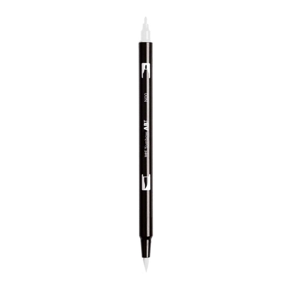 Aкварелен двувърх маркер Tombow ABT Dual Brush, четка 3.5 мм, връх 0.8 мм, N00 blender pen
