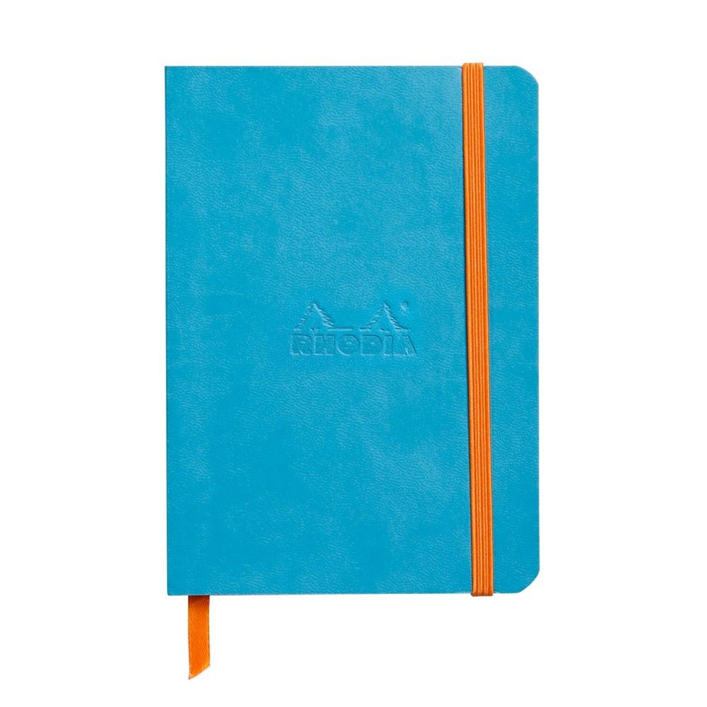 Джобен бележник RHODIA Rhodiarama, A6, 72 л., редове, хартия шамоа 90 г, меки PU корици, тюркоазен