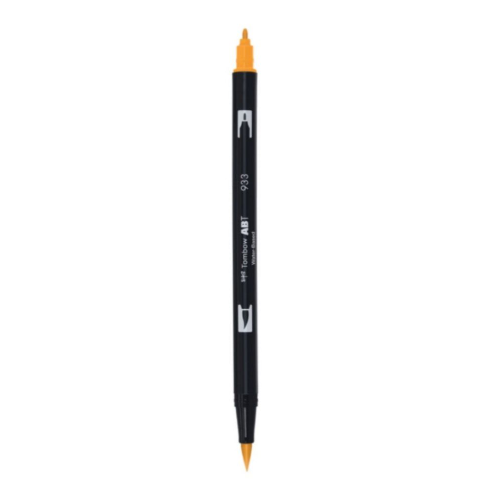 Aкварелен двувърх маркер Tombow ABT Dual Brush, четка 3.5 мм, връх 0.8 мм, 933 orange