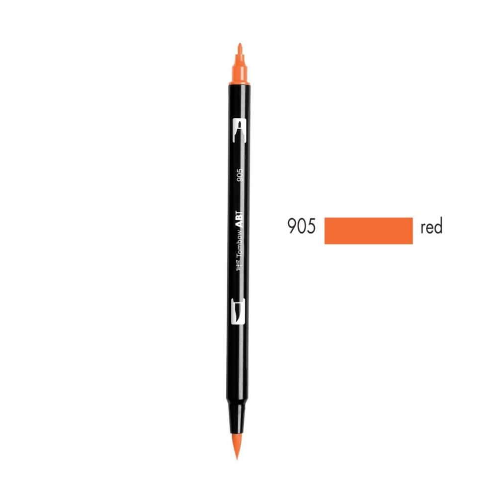 Aкварелен двувърх маркер Tombow ABT Dual Brush, четка 3.5 мм, връх 0.8 мм, 905 red Aкварелен двувърх маркер Tombow ABT Dual Brush, четка 3.5 мм, връх 0.8 мм, 905 red