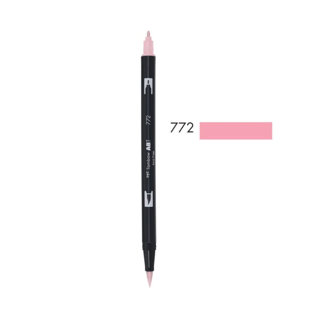 Aкварелен двувърх маркер Tombow ABT Dual Brush, четка 3.5 мм, връх 0.8 мм, 772 dusty rose