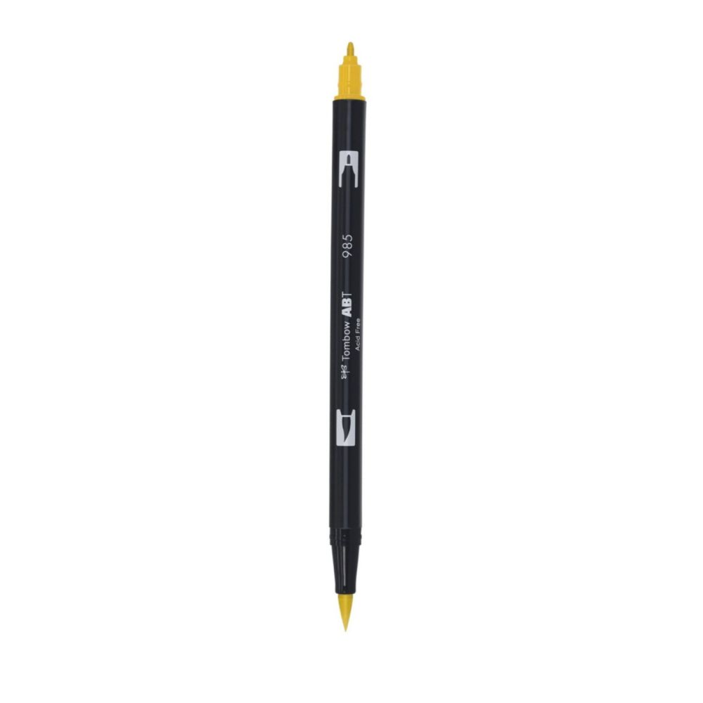 Aкварелен двувърх маркер Tombow ABT Dual Brush, четка 3.5 мм, връх 0.8 мм, 985 chrome yellow Aкварелен двувърх маркер Tombow ABT Dual Brush, четка 3.5 мм, връх 0.8 мм, 985 chrome yellow