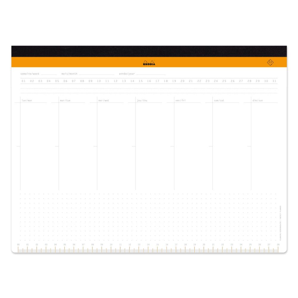 Настолен седмичен планер RHODIA, A4+, 29.7 x 22.2 см, 60 л., текстилна подвързия, без дати
