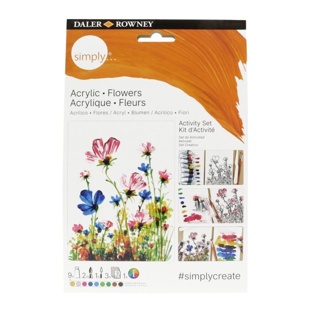 Комплект за рисуване с акрилни бои DALER-ROWNEY Simply - Цветя