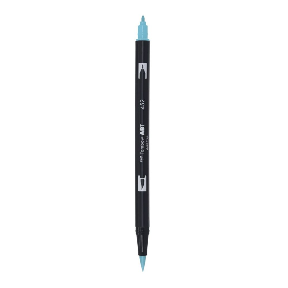 Aкварелен двувърх маркер Tombow ABT Dual Brush, четка 3.5 мм, връх 0.8 мм, 452 process blue
