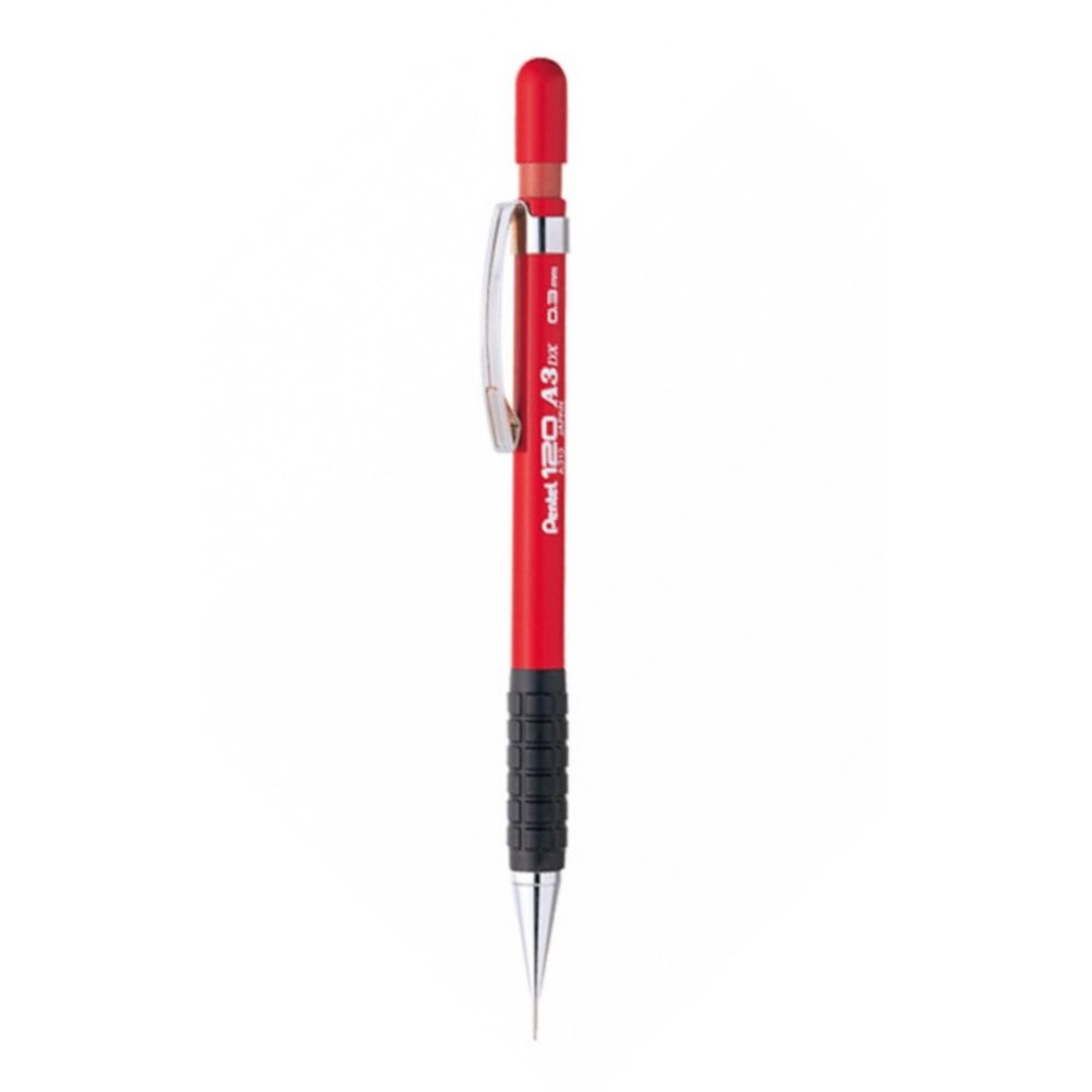 Автоматичен молив Pentel 120, с грип, 0.3 мм, червен