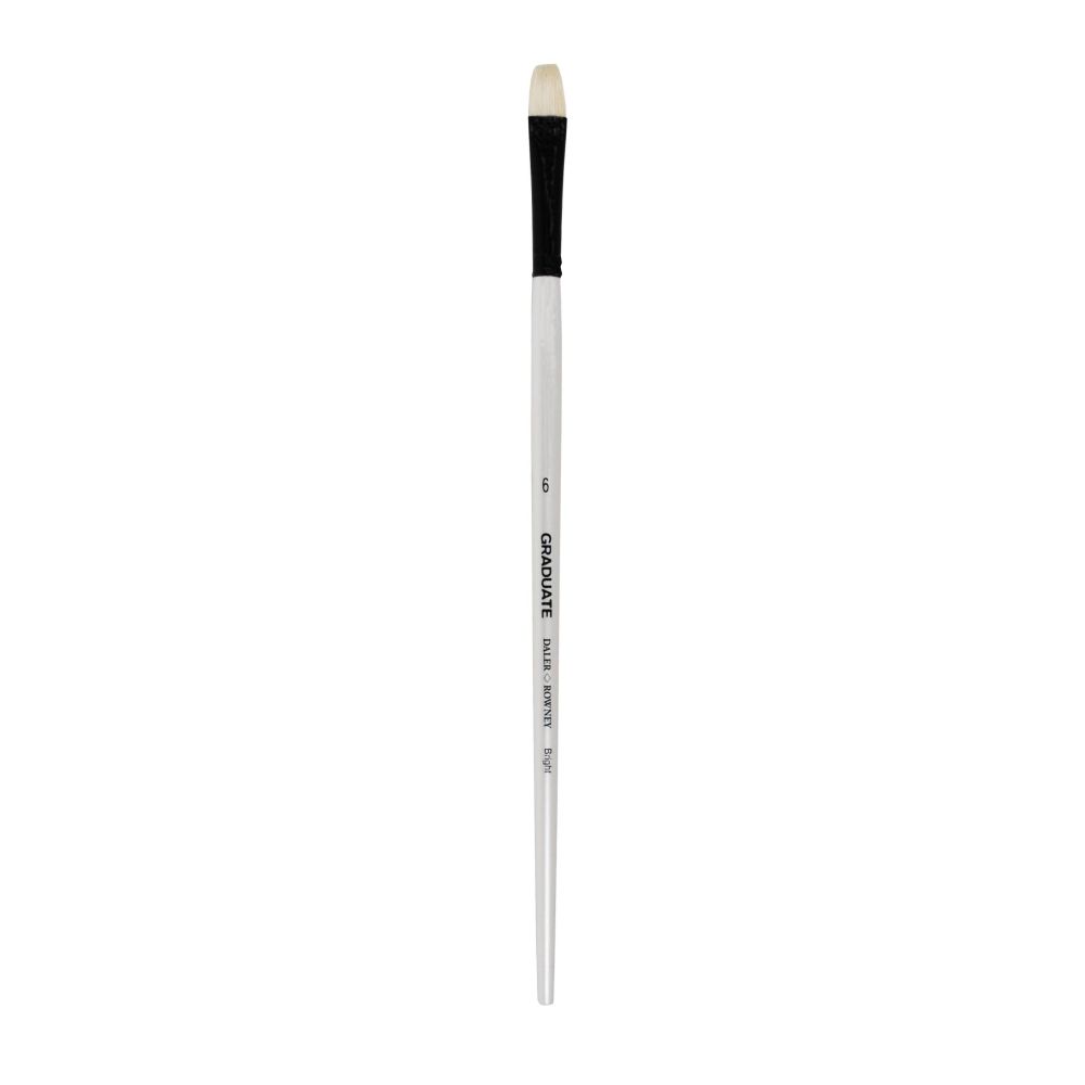 Четка за рисуване DALER-ROWNEY Graduate Bristle Bright №6, плоска, с дълга дръжка, естествен косъм