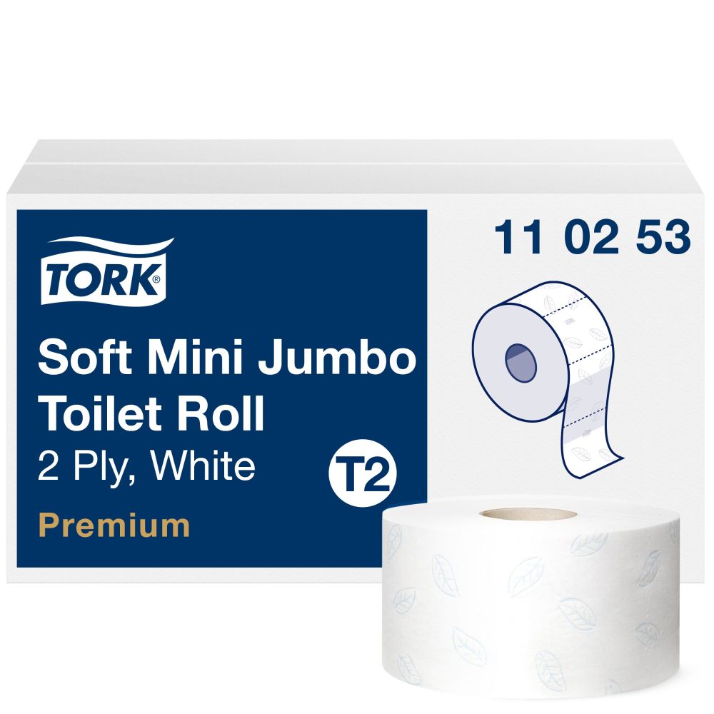 Тоалетна хартия Tork Soft Mini Jumbo Premium, T2, на ролка, 2 пласта, 850 къса, 172,0 м