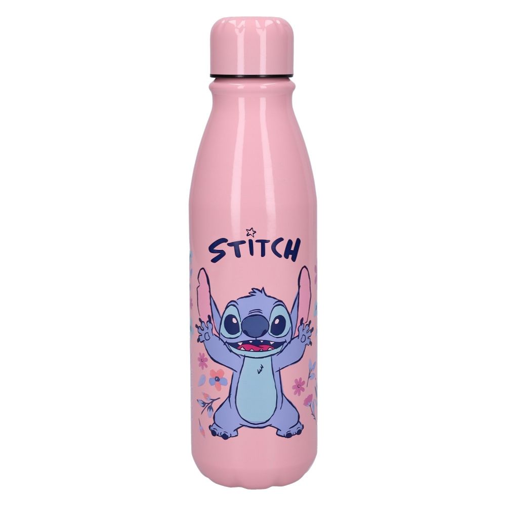 Бутилка за вода Stitch Refresh, Refill!, 600 мл , розова, алуминий, 240 х 60 х 60 мм