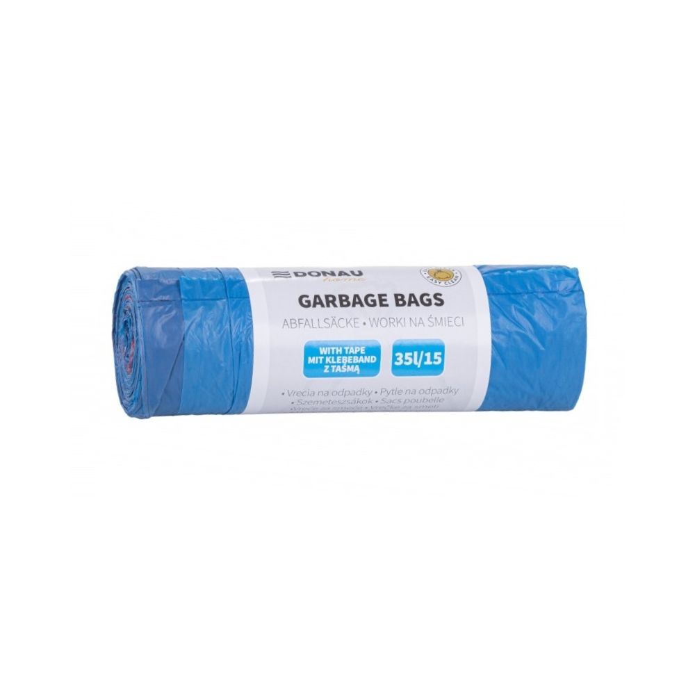 Чували за смет с връзки DONAU HOME, LDHD 17 mic, 35 л, 50х57 см, сини, 15 бр.