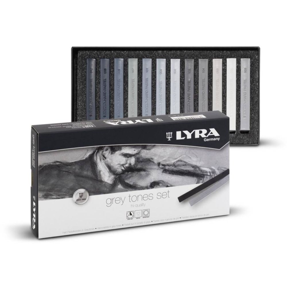 Сухи пастели LYRA Polycrayons Soft Grey Tones, 12 сиви тона