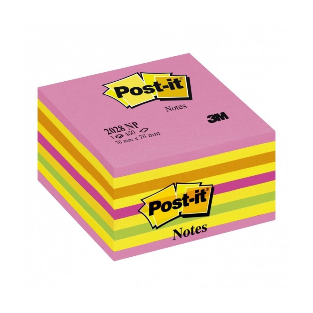 Самозалепващо кубче Post-it Assorted, 76х76 мм, 450 л., микс, неоново, PEFC хартия Самозалепващо кубче Post-it Assorted, 76х76 мм, 450 л., микс, неоново, PEFC хартия