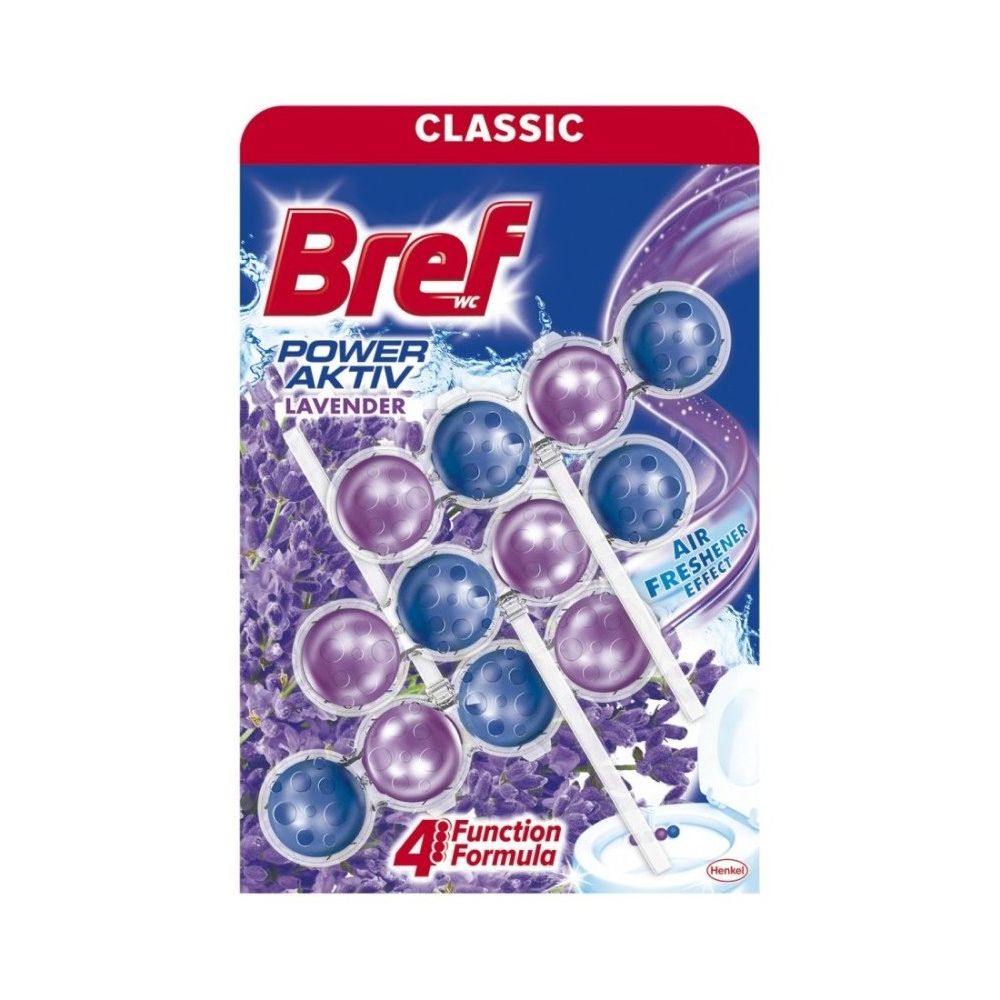 Ароматизатор за WC Bref Power Aktiv Lavender, топчета в кошница, 3бр.x50 г Ароматизатор за WC Bref Power Aktiv Lavender, топчета в кошница, 3бр.x50 г