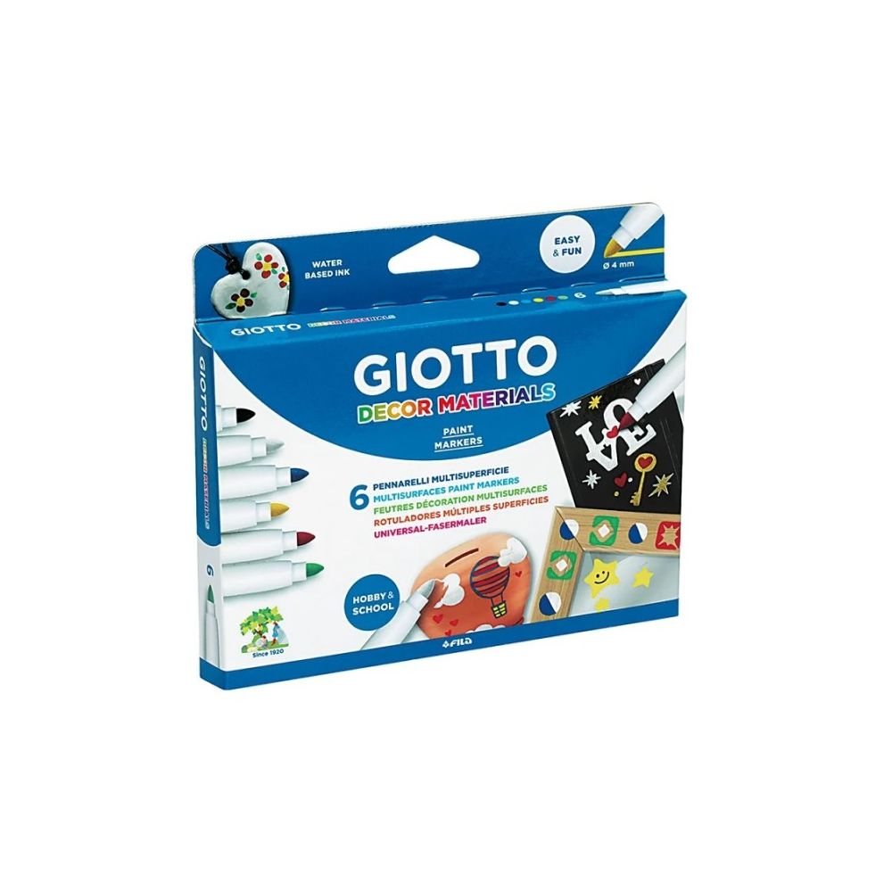 Декоративни маркери за различни повърхности GIOTTO Decor Materials, 6 цвята Декоративни маркери за различни повърхности GIOTTO Decor Materials, 6 цвята