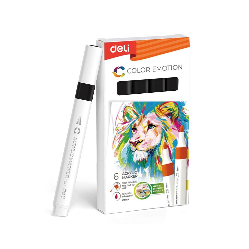 Акрилен маркер Deli Color Emotion EC193A, объл връх, Black