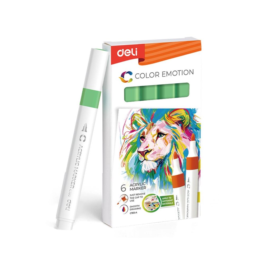 Акрилен маркер Deli Color Emotion EC193A, объл връх, Bright Green Акрилен маркер Deli Color Emotion EC193A, объл връх, Bright Green