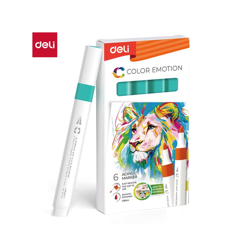 Акрилен маркер Deli Color Emotion EC193A, объл връх, Cyan Blue