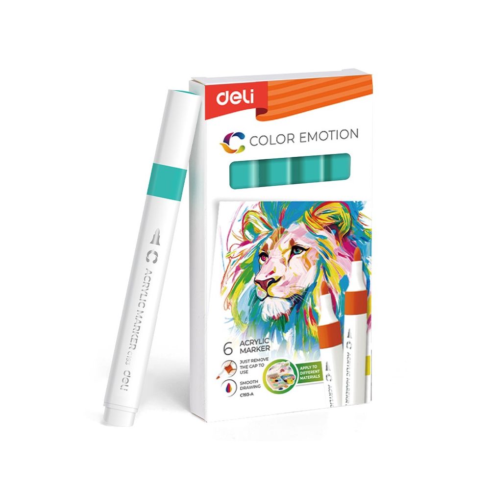 Акрилен маркер Deli Color Emotion EC193A, объл връх, Cyan Blue Акрилен маркер Deli Color Emotion EC193A, объл връх, Cyan Blue