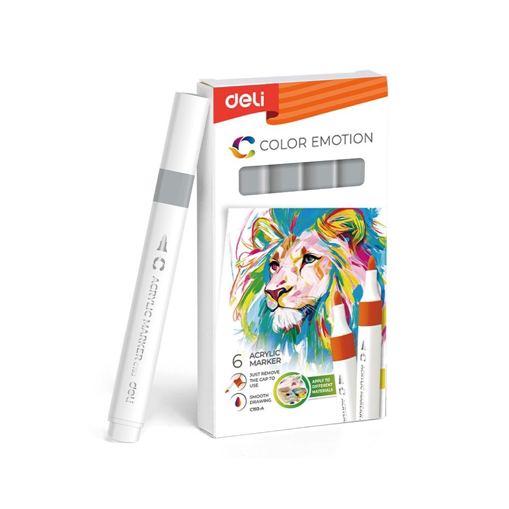 Акрилен маркер Deli Color Emotion EC193A, объл връх, Gray Акрилен маркер Deli Color Emotion EC193A, объл връх, Gray