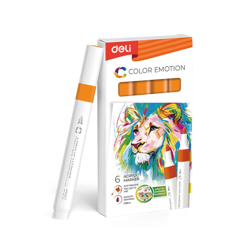 Акрилен маркер Deli Color Emotion EC193A, объл връх, Orange