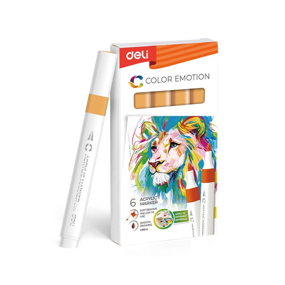 Акрилен маркер Deli Color Emotion EC193A, объл връх, Orange Yellow Акрилен маркер Deli Color Emotion EC193A, объл връх, Orange Yellow