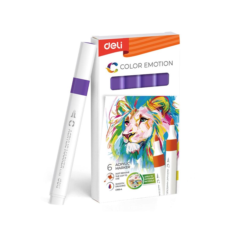 Акрилен маркер Deli Color Emotion EC193A, объл връх, Purple Акрилен маркер Deli Color Emotion EC193A, объл връх, Purple