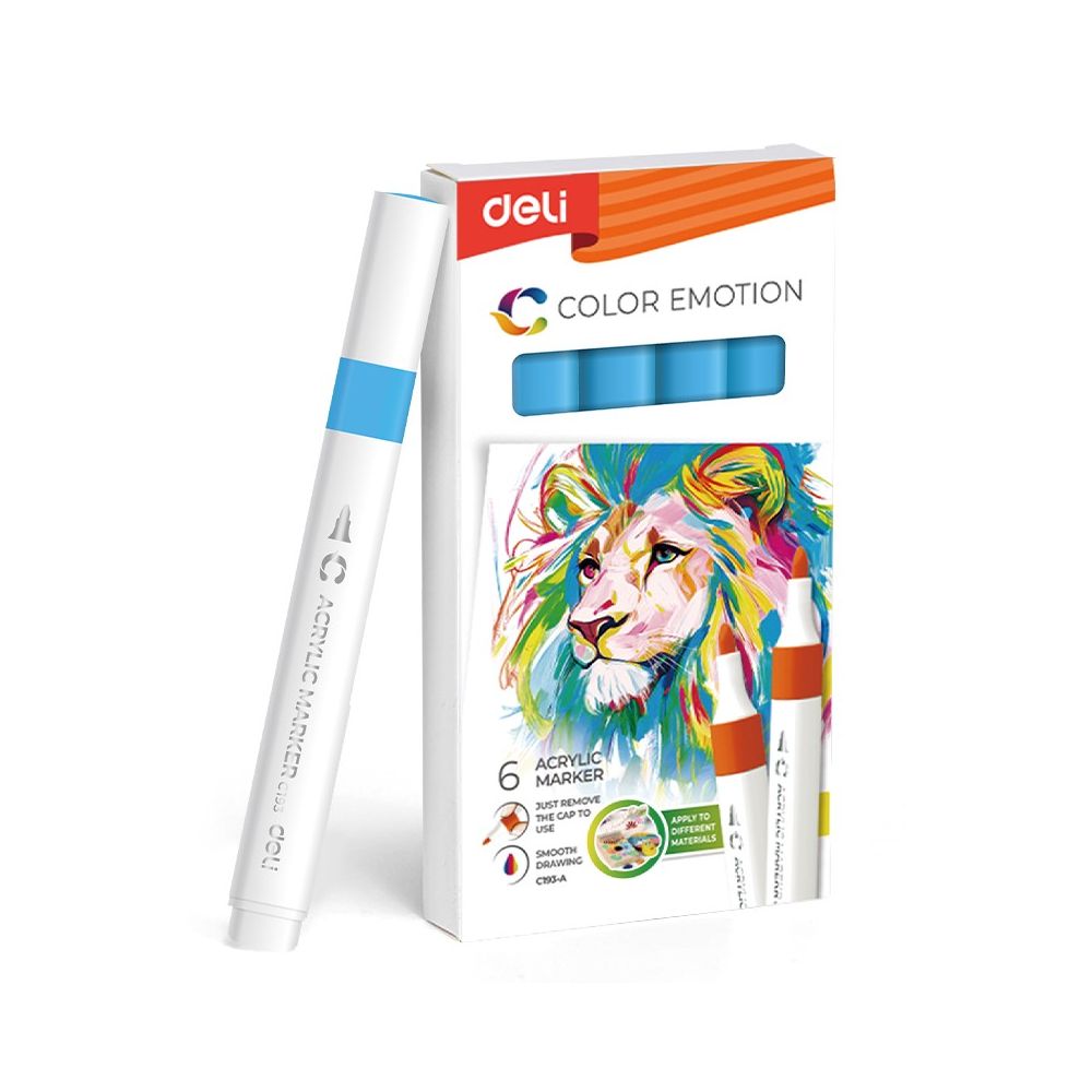 Акрилен маркер Deli Color Emotion EC193A, объл връх, Sky Blue Акрилен маркер Deli Color Emotion EC193A, объл връх, Sky Blue