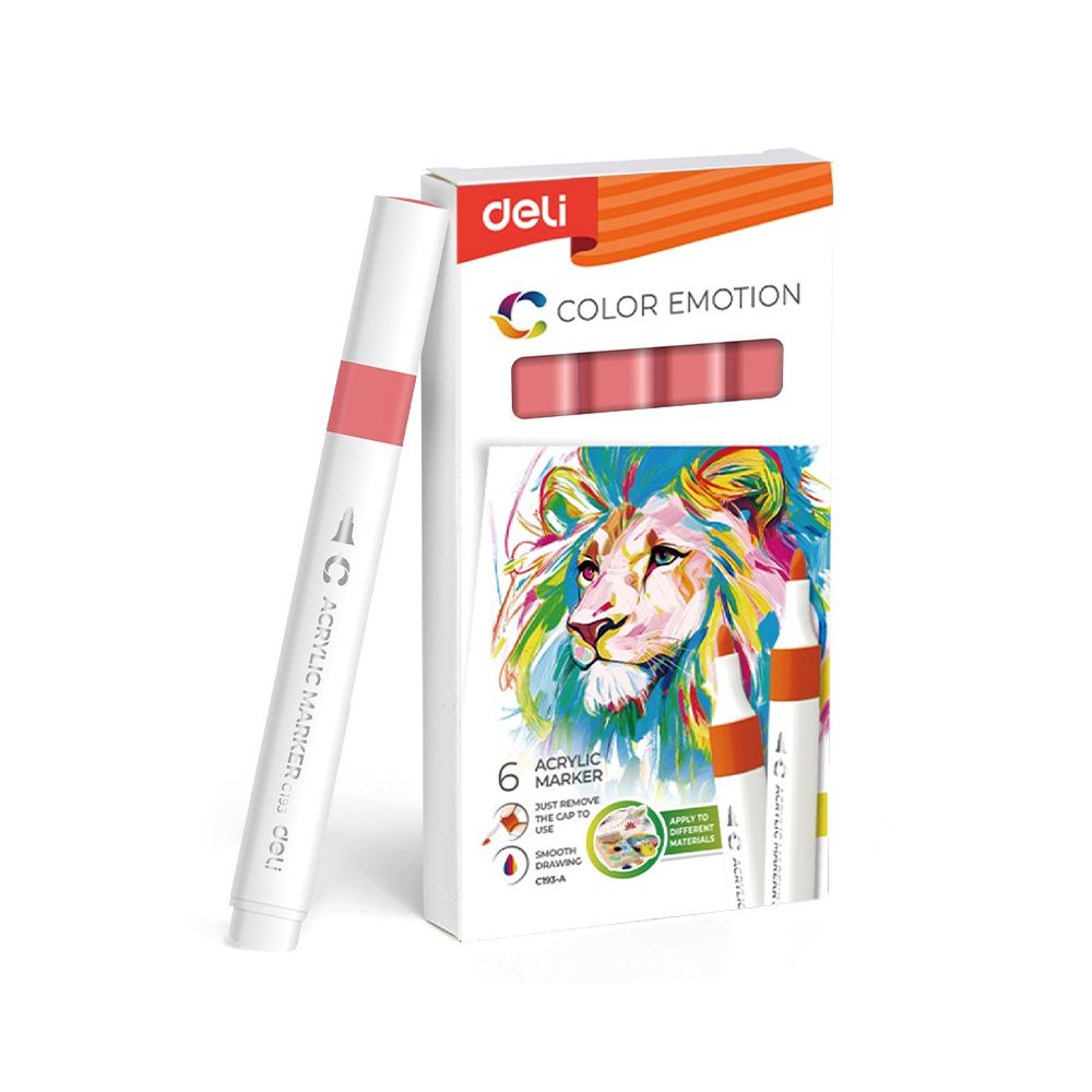 Акрилен маркер Deli Color Emotion EC193A, объл връх, Sun Orange Акрилен маркер Deli Color Emotion EC193A, объл връх, Sun Orange