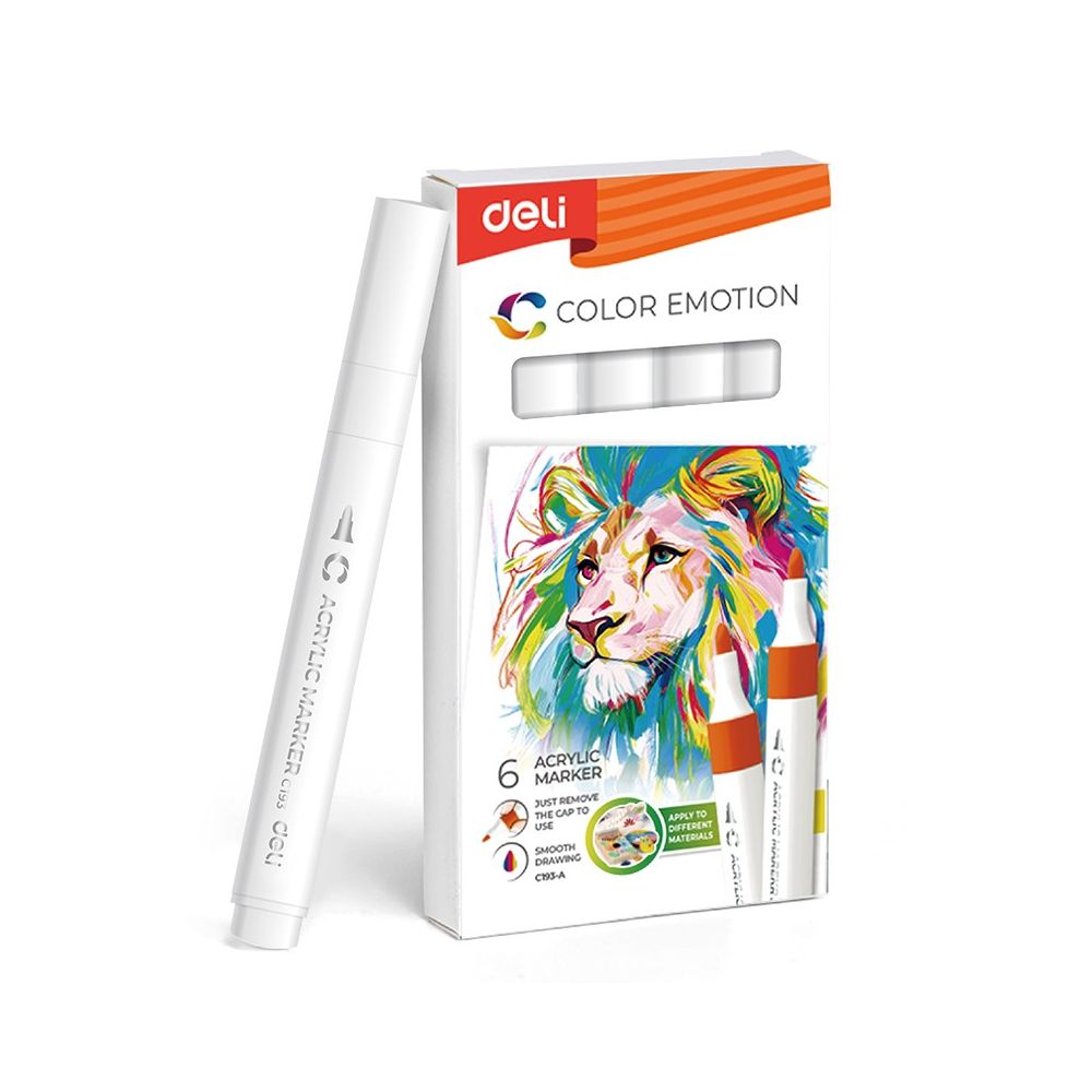 Акрилен маркер Deli Color Emotion EC193A, объл връх, White