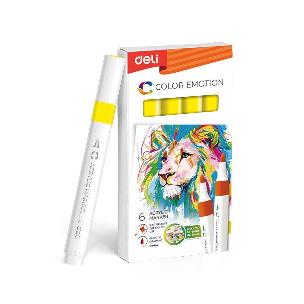 Акрилен маркер Deli Color Emotion EC193A, объл връх, Yellow