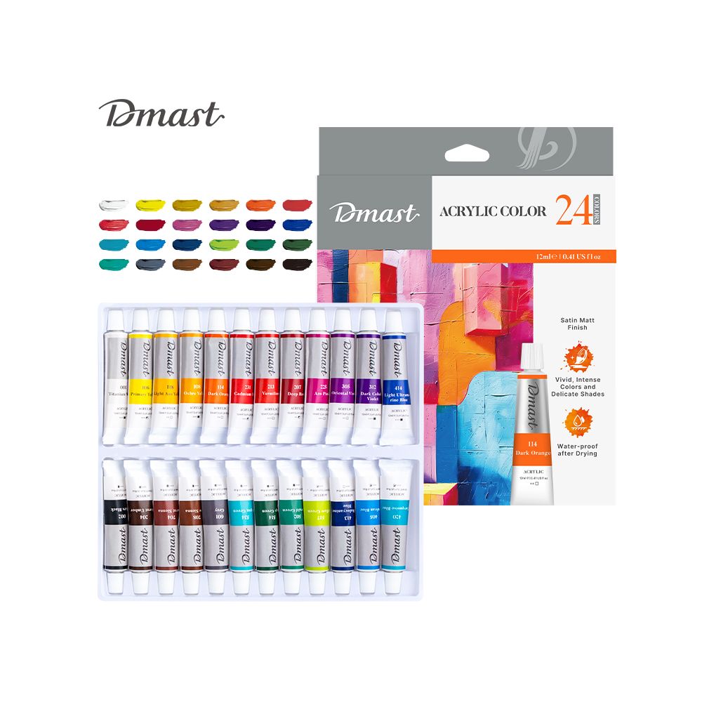Акрилни бои Deli Dmast EC331-24, в тубички 12 мл, 24 цвята